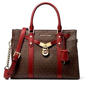 Michael Kors Bags Michael Kors Nouveau Hamilton Leather Satchel In Brown/Brandy